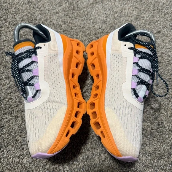 ON clouds Women's Athletic Shoes - White and Orange Accents - Picture 4 of 8